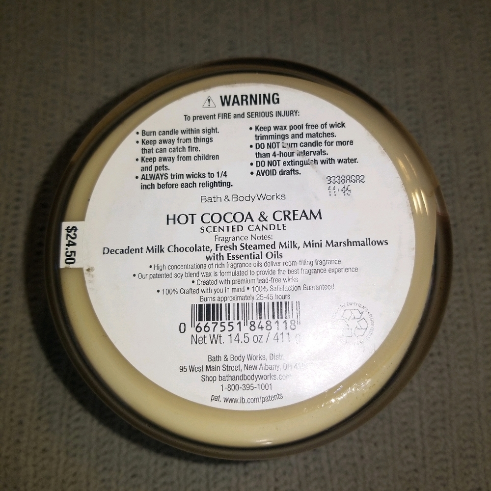 NEW Ski Lodge☕🍫Hot Cocoa & Cream 3 Wick Candle❄⛄Bath & Body Works - Picture 5 of 5